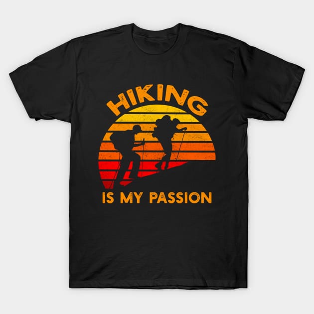 Vintage Hiking Shirt Hiker on Rock  hiking is my passion Retro Sunset T-Shirt by Hussein@Hussein